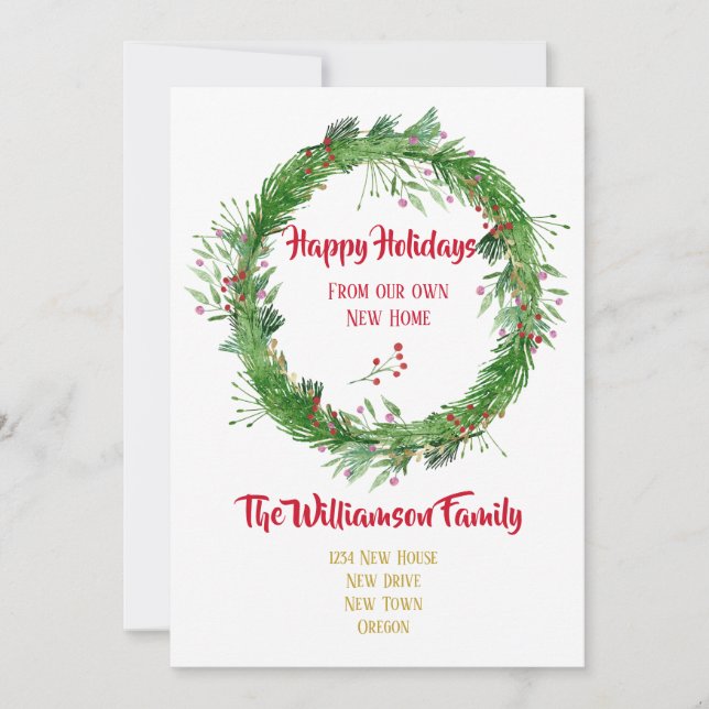 Tarjeta Festiva Follaje de Invierno Felicitaciones por nuestra nue (Anverso)