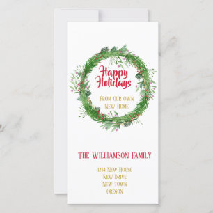 Tarjeta Festiva Follaje de invierno  Nueva casa Felices Fiestas