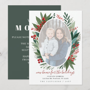 Tarjeta Festiva Follaje de invierno Nueva casa para las fiestas Fo