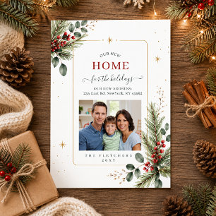 Tarjeta Festiva Follaje de invierno Nuevo Hogar para Fiestas Foto 