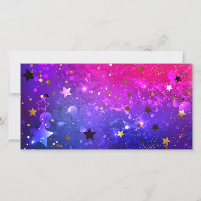 Tarjeta Festiva Fondo azul rosa brillante (Anverso)