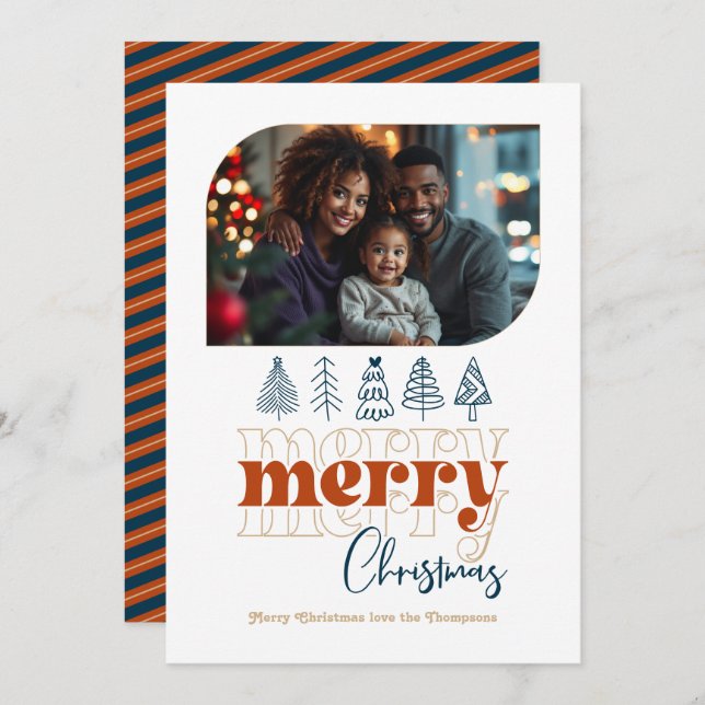 Tarjeta Festiva Fondo de chimenea acogedor moderno retro doodle Na (Anverso / Reverso)