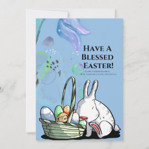 Tarjeta Festiva Fondo de color azul de la Pascua