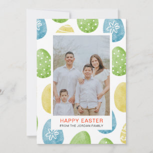 Tarjeta Festiva Fondo de huevos de acuarela elegante con foto de F