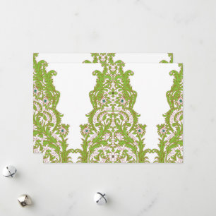 Tarjeta Festiva fondo de pantalla verde y blanco con motivos ornam