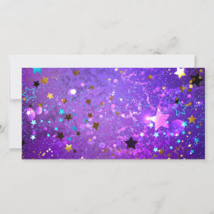 Tarjeta Festiva Fondo de papel de aluminio púrpura con estrellas