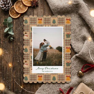 Tarjeta Festiva Fondo de patchwork vintage Navidades Una Foto