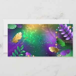 Tarjeta Festiva Fondo irlandés mardi gras con cuentas
