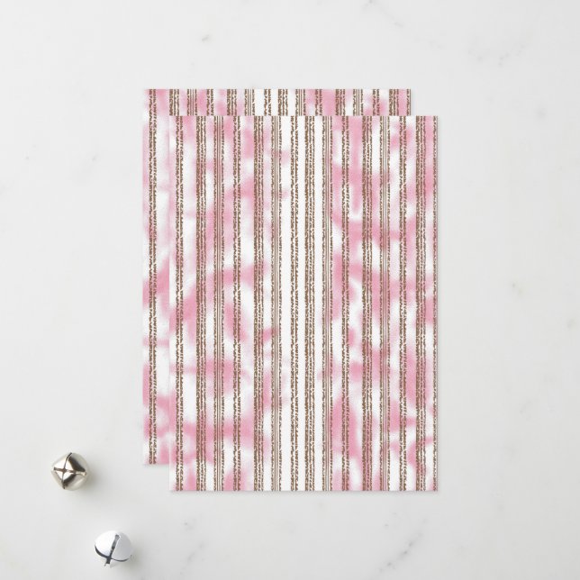 Tarjeta Festiva fondo rayado rosa y blanco (Anverso/Reverso In Situ)