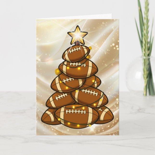 Tarjeta Festiva Football Christmas Tree Holiday Card (Anverso)