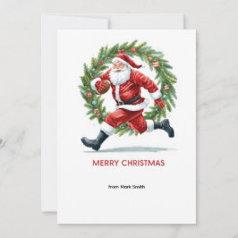 Tarjeta Festiva Football Christmas with Santa Claus