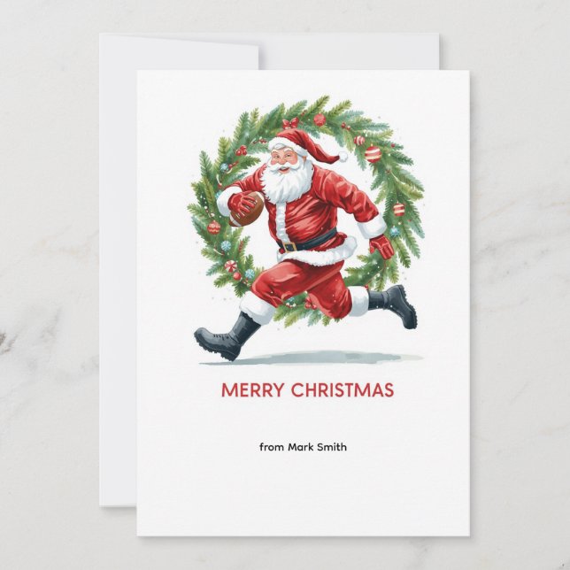 Tarjeta Festiva Football Christmas with Santa Claus (Anverso)