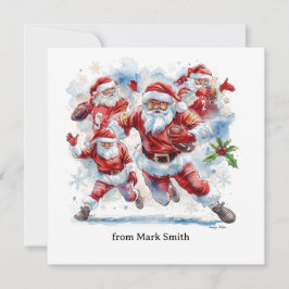 Tarjeta Festiva Football Christmas with Santa Claus