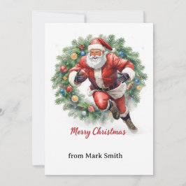 Tarjeta Festiva Football Christmas with Santa Claus