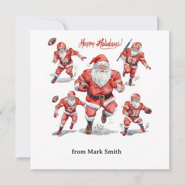 Tarjeta Festiva Football Christmas with Santa Claus (Anverso)