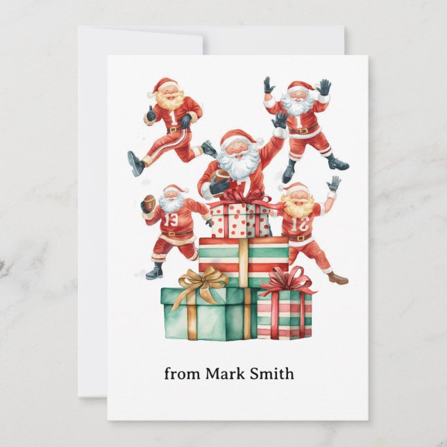 Tarjeta Festiva Football Christmas with Santa Claus (Anverso)