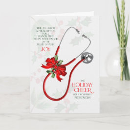 Tarjeta Festiva for Pediatrician Stethoscope Joy and Cheer