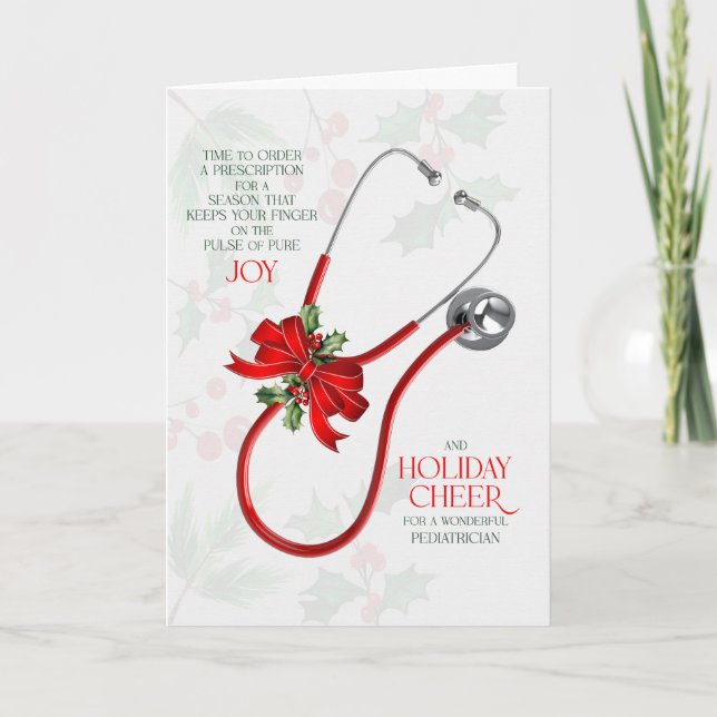 Tarjeta Festiva for Pediatrician Stethoscope Joy and Cheer (Anverso)