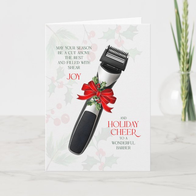 Tarjeta Festiva for the Barber Hair and Beard Trimmer Cheer (Anverso)