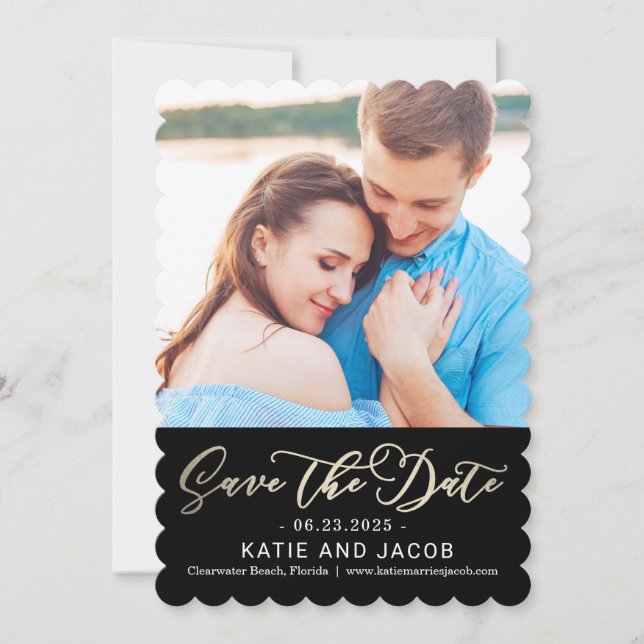 Tarjeta Festiva Forever Love Wedding Save the Date Card (Anverso)