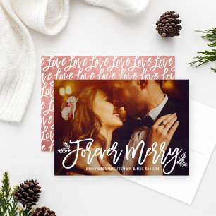 Tarjeta Festiva Forever Merry Rosa Gold Boda Photo
