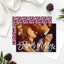 Tarjeta Festiva Forever Merry Wine Red Boda Foto