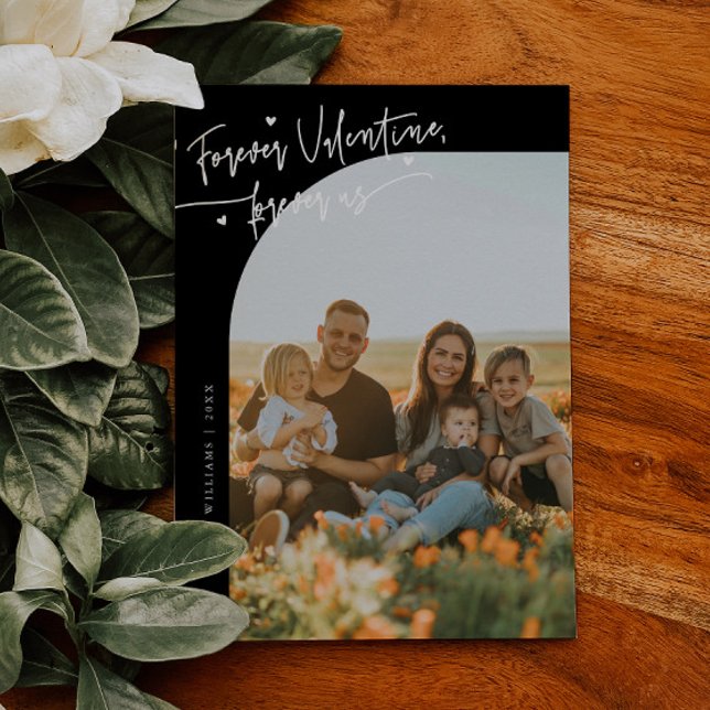 Tarjeta Festiva Forever Us Script Black Valentine Photo (Subido por el creador)