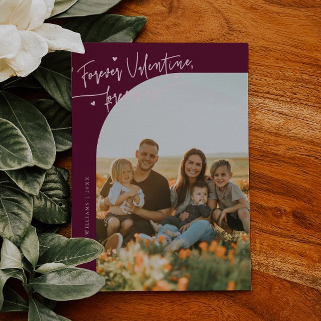 Tarjeta Festiva Forever Us Script Cranberry Valentine Photo (Subido por el creador)