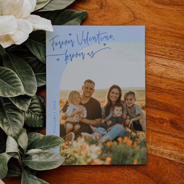 Tarjeta Festiva Forever Us Script Icy Blue Valentine Photo (Subido por el creador)