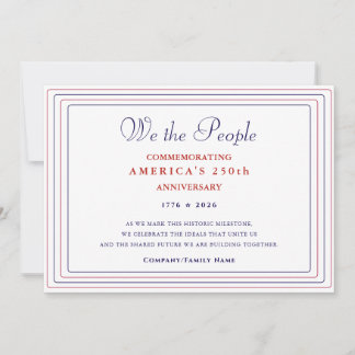 Tarjeta Festiva Formal We the People America 250 Semiquincentennia