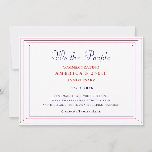 Tarjeta Festiva Formal We the People America 250 Semiquincentennia (Anverso)