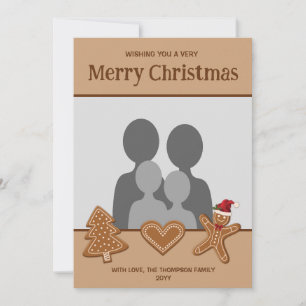 Tarjeta Festiva Formas de galletas de jengibre con tu propia foto