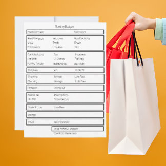 Tarjeta Festiva Forms Monthly Budget. Controlar los gastos mensual