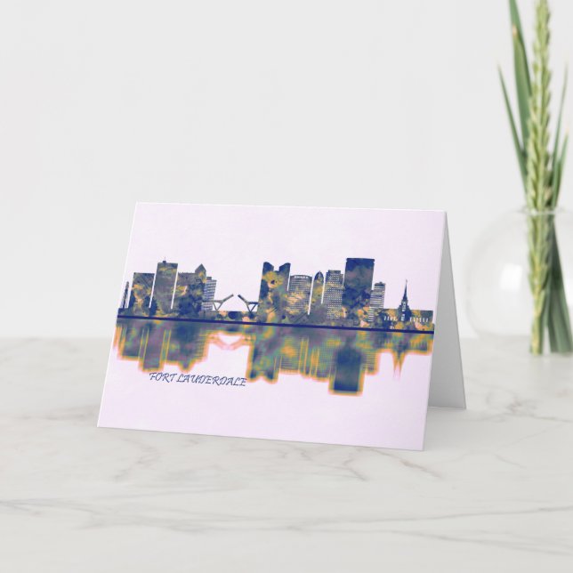 Tarjeta Festiva Fort Lauderdale Skyline (Anverso)