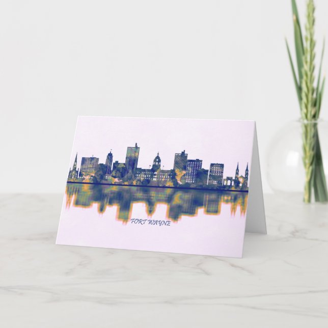 Tarjeta Festiva Fort Wayne Skyline (Anverso)