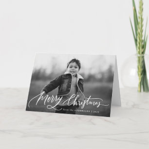 Tarjeta Festiva Foto 2 de guión de Merry Christmas con letra a man