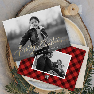 Tarjeta Festiva Foto 2 de guión de Merry Christmas con letra a man