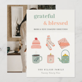 Tarjeta Festiva Foto Acogedora Esencial de Invierno Saludos de Tem