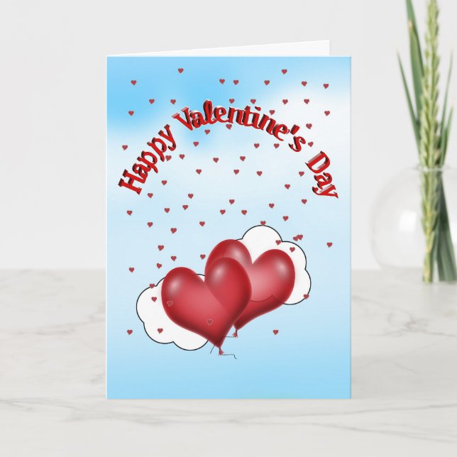 Tarjeta Festiva Foto adicional de Balloon Hearts Valentine (Anverso)