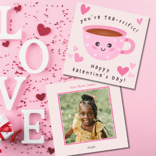 Tarjeta Festiva Foto adorable de clase Tea-rrifico San Valentín