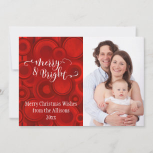 Tarjeta Festiva Foto alegre y brillante con círculos rojos y rayas