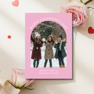 Tarjeta Festiva Foto Arch Girly Pink BFF Galentines Day Card