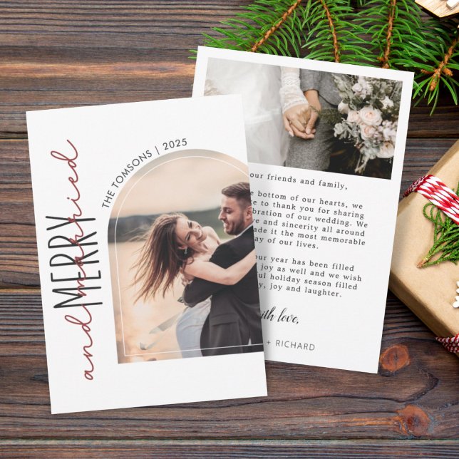 Tarjeta Festiva Foto Arch Merry y Boda casado Gracias (Subido por el creador)
