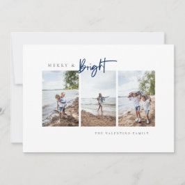 Tarjeta Festiva Foto azul brillante y alegre con diseño minimalist