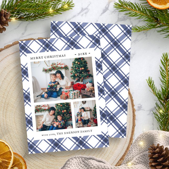 Tarjeta Festiva Foto azul de los navidades (Christmas Photo Blue Holiday Card
)