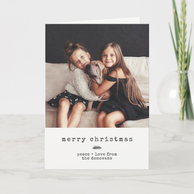 Tarjeta Festiva Foto blanco y negro moderna del día de fiesta de (Anverso)