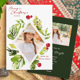 Tarjeta Festiva Foto botánica de Greenery elegante 