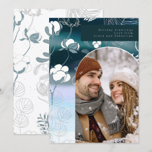 Tarjeta Festiva Foto botánica de invierno de vacaciones personaliz