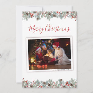 Tarjeta Festiva Foto botánica de la familia de Navidades modernos