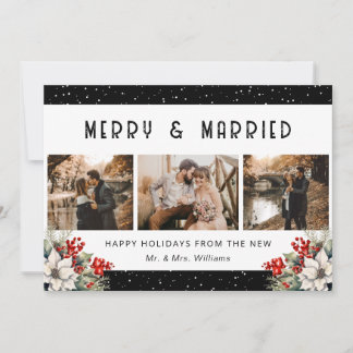 Tarjeta Festiva Foto Botánica de Recién Casados Negros